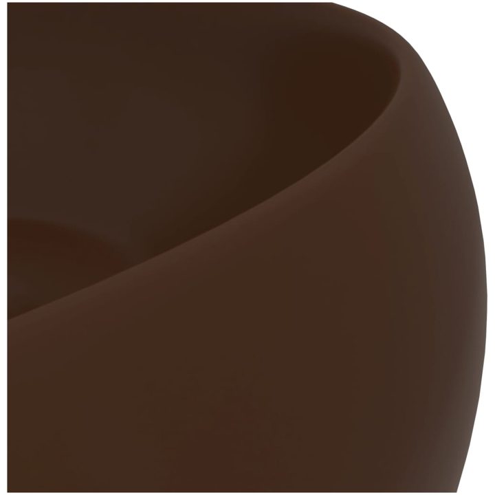 Lyxigt runt handfat matt mörkbrun 40x15 cm keramik vidaXL – bild 5