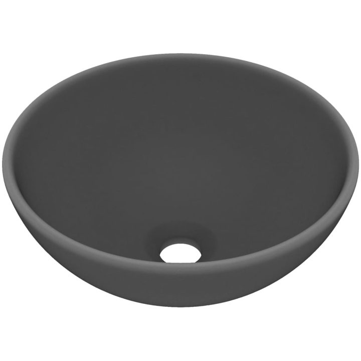 Lyxigt runt handfat matt mörkgrå 32,5x14 cm keramik vidaXL – bild 2
