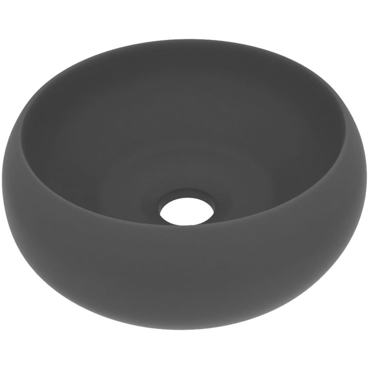 Lyxigt runt handfat matt mörkgrå 40x15 cm keramik vidaXL – bild 2