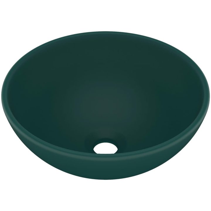 Lyxigt runt handfat matt mörkgrön 32,5x14 cm keramik vidaXL – bild 2