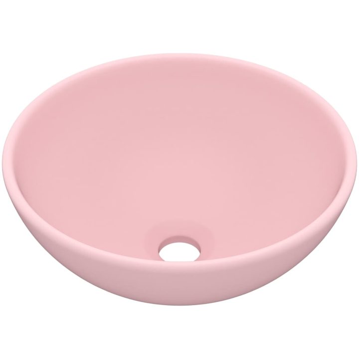 Lyxigt runt handfat matt rosa 32,5x14 cm keramik vidaXL – bild 2