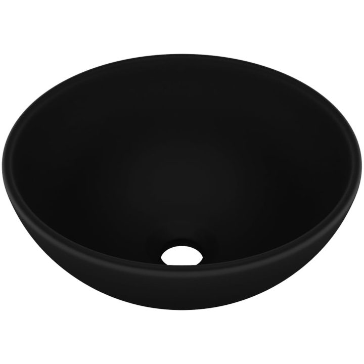 Lyxigt runt handfat matt svart 32,5x14 cm keramik vidaXL – bild 2