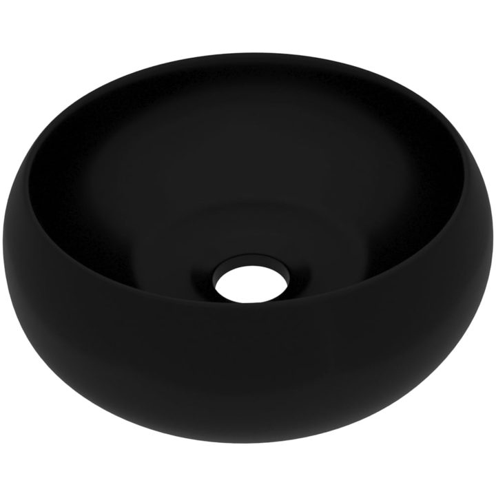 Lyxigt runt handfat matt svart 40x15 cm keramik vidaXL – bild 2