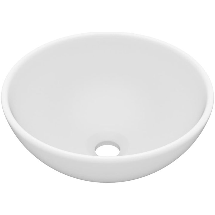 Lyxigt runt handfat matt vit 32,5x14 cm keramik vidaXL – bild 2