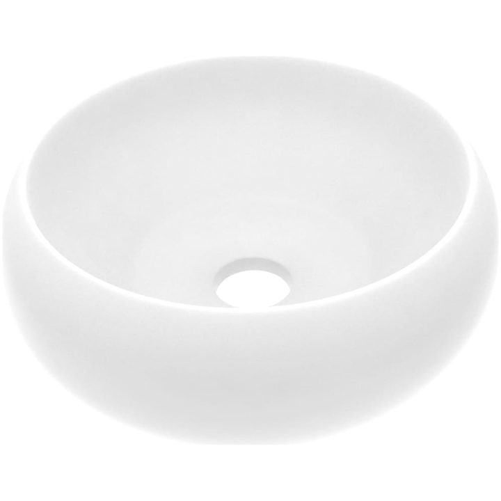 Lyxigt runt handfat matt vit 40x15 cm keramik vidaXL – bild 2