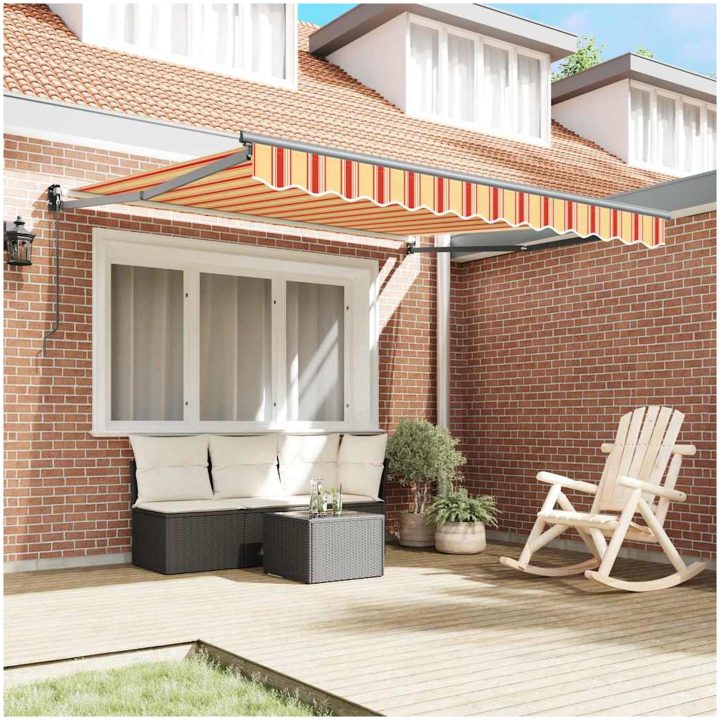 Manual Utdragbar Markis Gul och Orange 300x250 cm vidaXL Large – bild 3