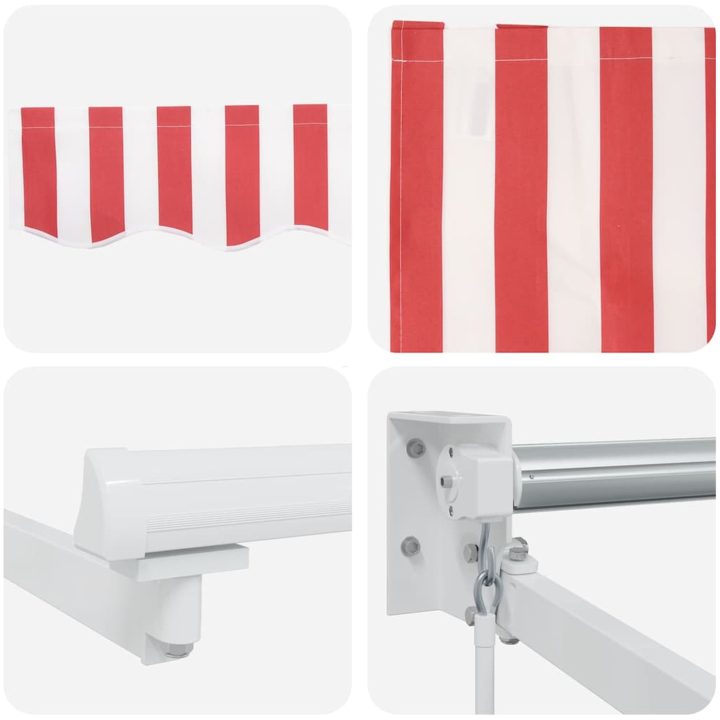 Manual Utdragbar Markis Röda och Vita Ränder 300x250 cm vidaXL Large – bild 8