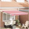 Manual Utdragbar Markis Röda och Vita Ränder 300x250 cm vidaXL Large – miniatyr 1