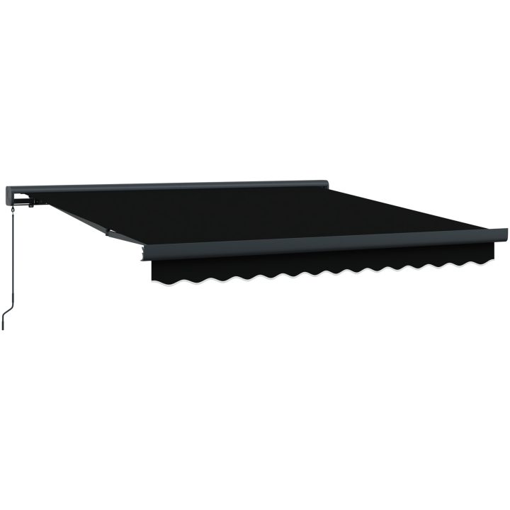 Manuell Fällbar Markis Svart, Markis Ersättningstyg för Ram Svart vidaXL 300 x 250 cm – bild 2