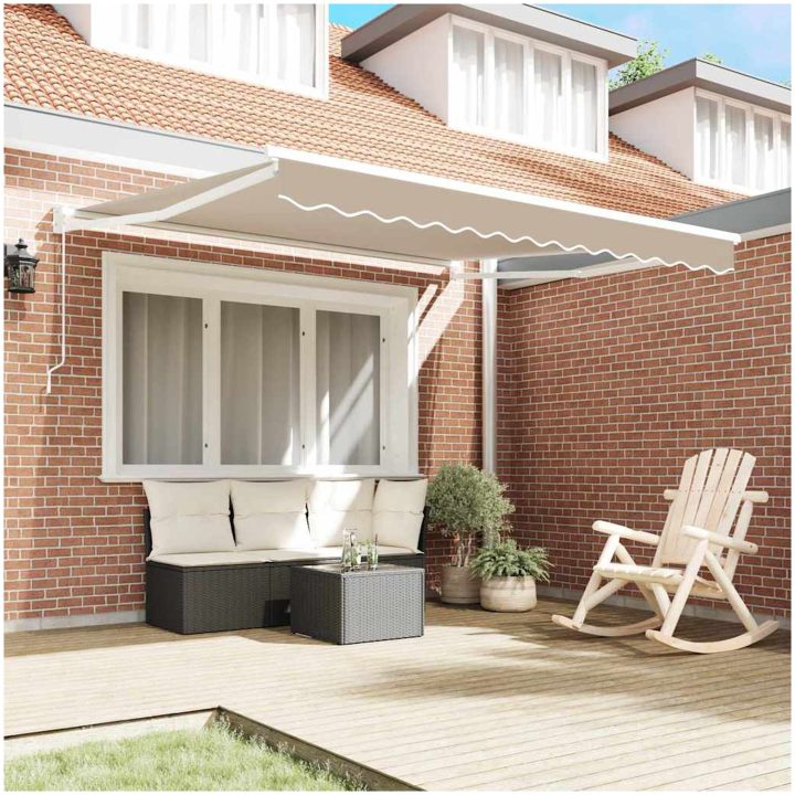 Manuell Hopfällbar Markis Beige 300x25, Markis Ersättningstyg för 3x2.5 m Ram Beige vidaXL Medel – bild 3