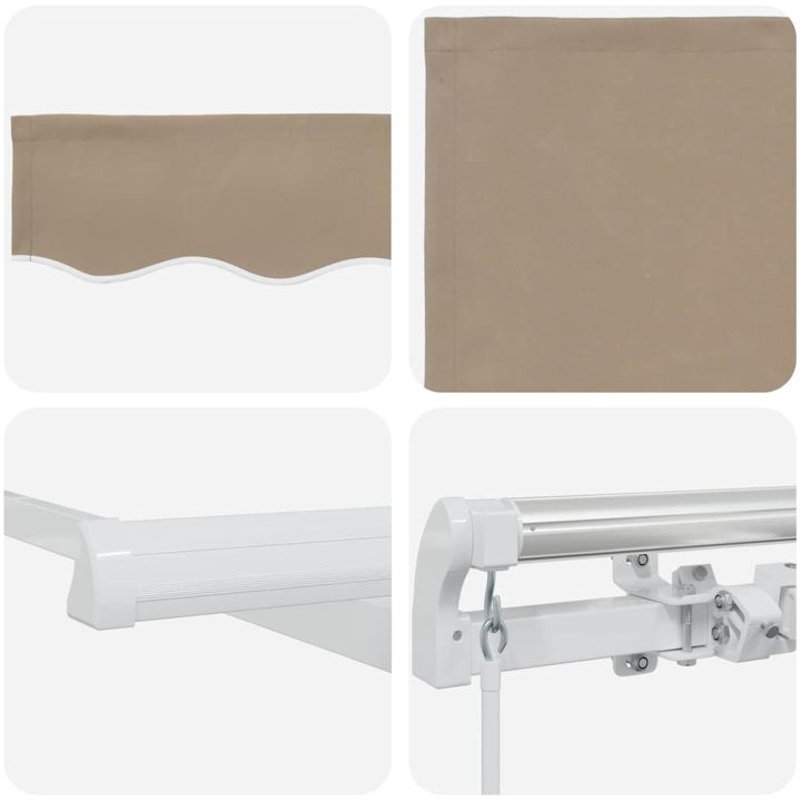 Manuell Hopfällbar Markis Beige 300x250 cm, Markis Ersättningstyg för Ram Beige vidaXL 3 x 2,5 m – bild 8