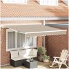 Manuell Hopfällbar Markis Beige 300x250 cm, Markis Ersättningstyg för Ram Beige vidaXL 3 x 2,5 m – miniatyr 1