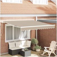 Manuell Hopfällbar Markis Beige 300x250 cm, Markis Ersättningstyg för Ram Beige vidaXL