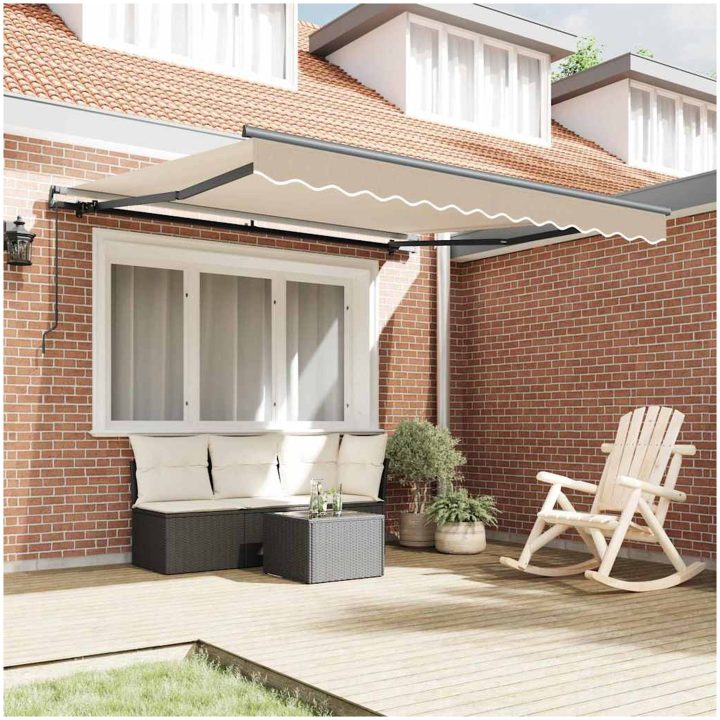 Manuell Hopfällbar Markis Beige, Markis Ersättningsduk för Ram Beige vidaXL 300 x 250 cm – bild 3