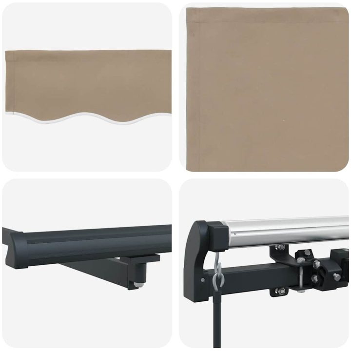 Manuell Hopfällbar Markis Beige, Markis Ersättningsduk för Ram Beige vidaXL 300 x 250 cm – bild 8