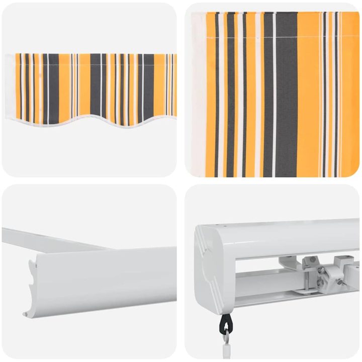 Manuell hopfällbar markis flerfärgad rand 300x250 cm vidaXL Large – bild 8