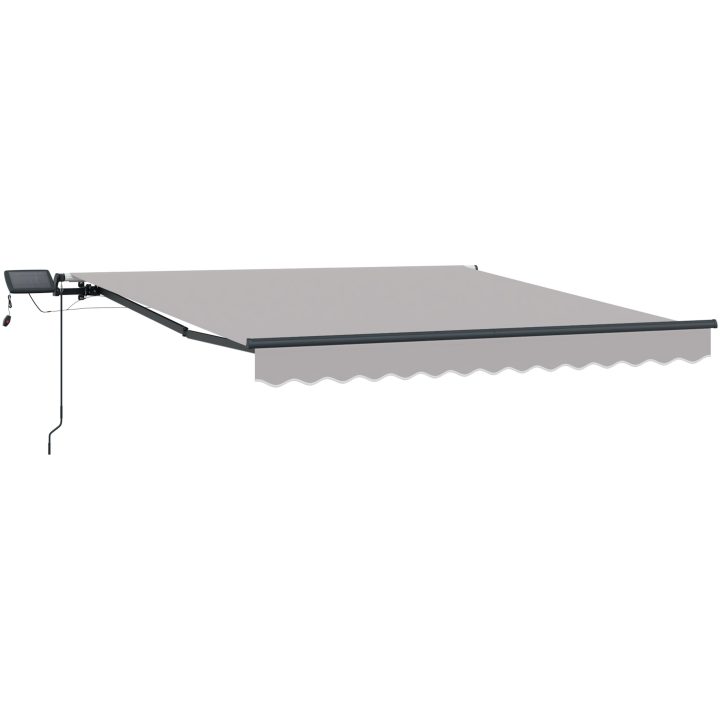 Manuell Hopfällbar Markis med LED Ljusgrå, Markis Ersättningstyg för Ram Ljusgrå vidaXL 300 x 250 cm – bild 4