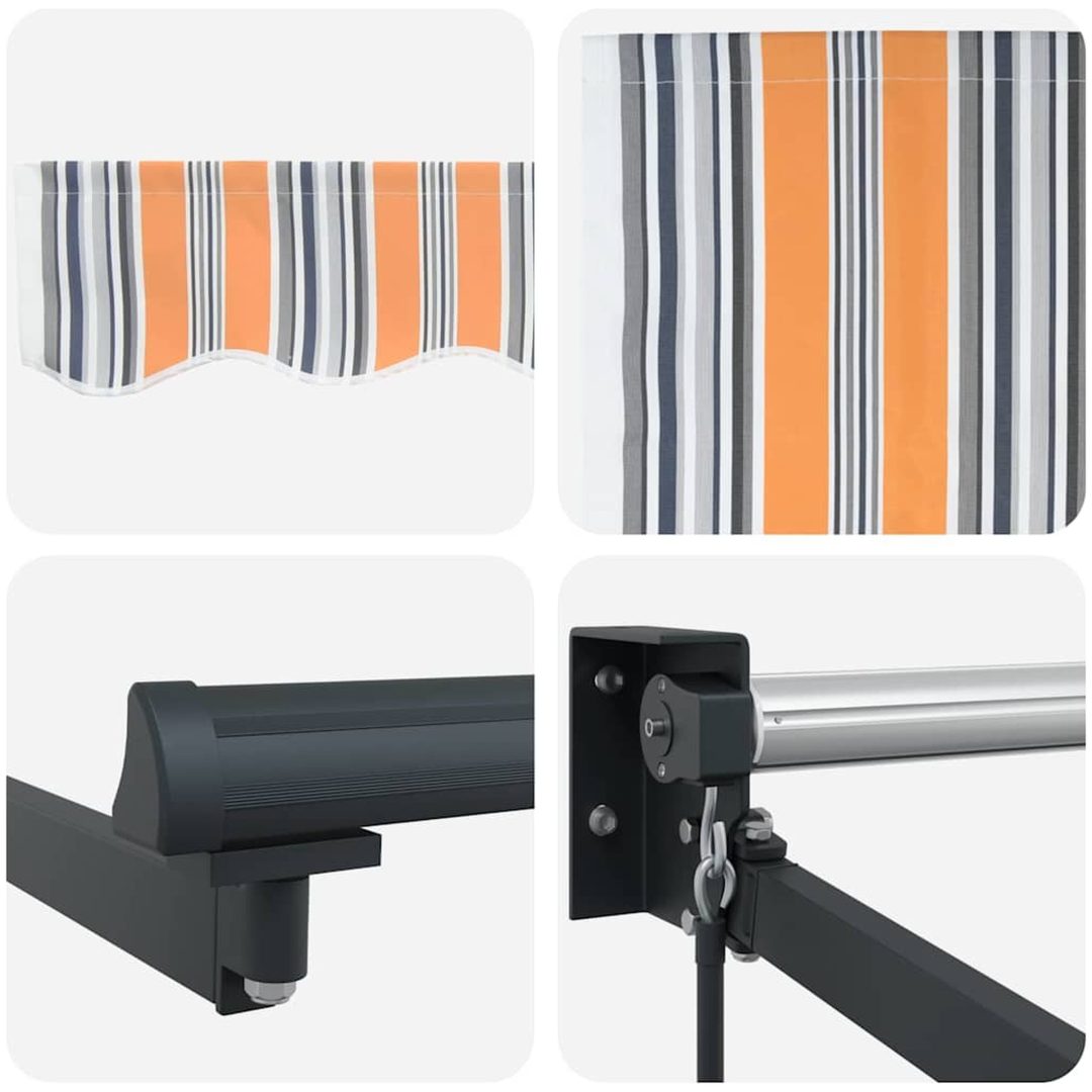 Manuell Hopfällbar Markis Multicolor Rand 300x250 cm vidaXL Large – bild 8