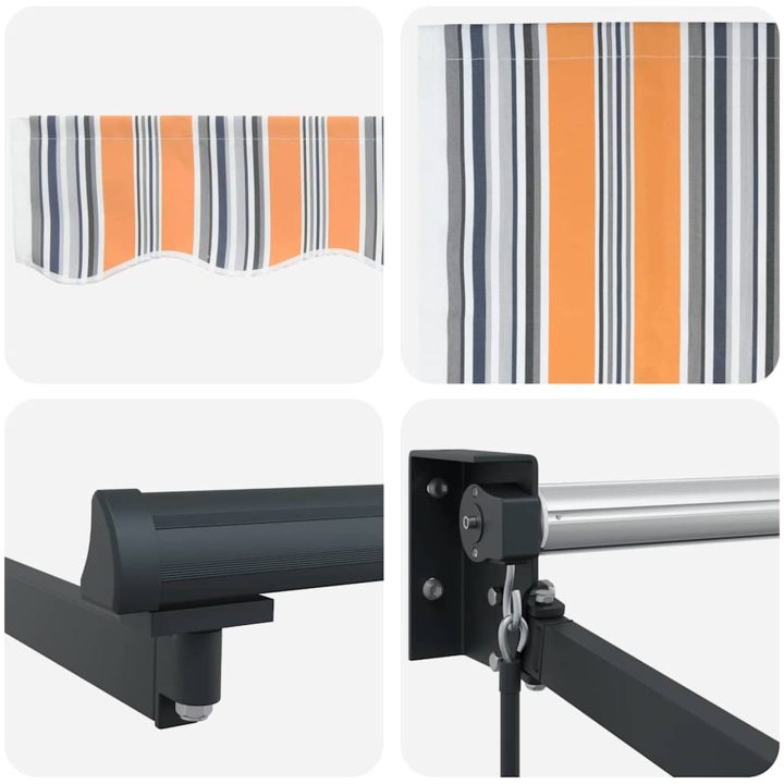 Manuell Hopfällbar Markis Multicolor Rand 300x250 cm vidaXL Large – bild 8