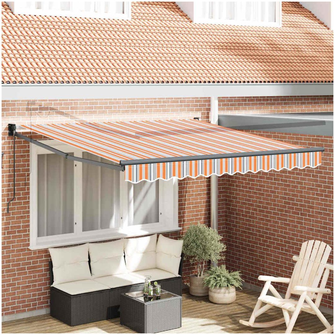 Manuell Hopfällbar Markis Multicolor Rand 300x250 cm vidaXL Large