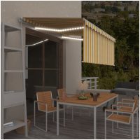 Manuell infällbar markis m. rullgardin och LED gul/vit vidaXL