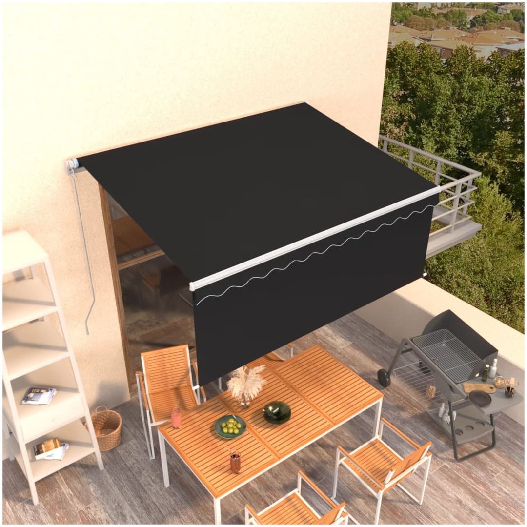 Manuell infällbar markis med rullgardin antracit vidaXL 3.5 x 2.5 m