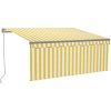 Manuell infällbar markis med rullgardin LED gul&vit vidaXL 3 x 2.5 m – miniatyr 2