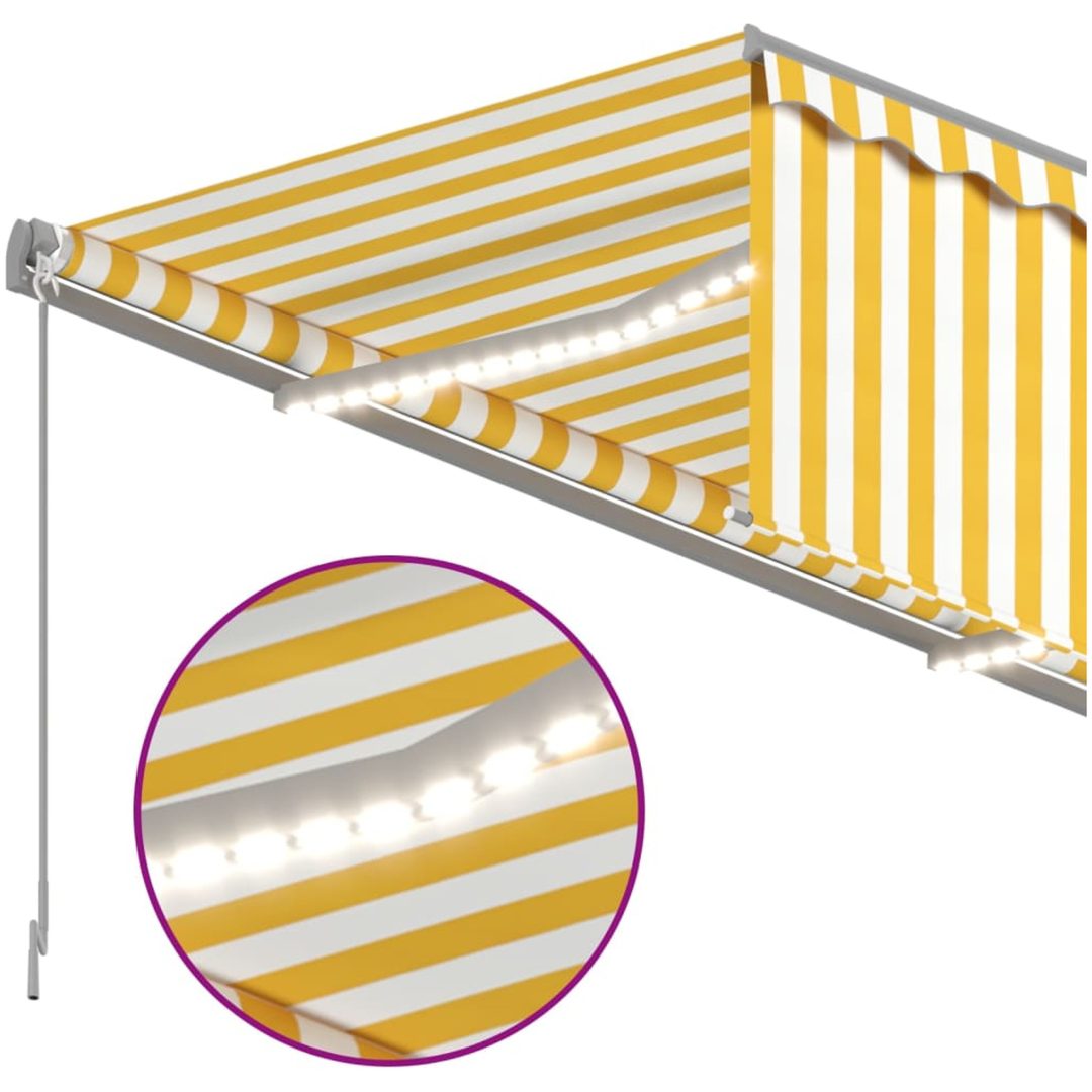 Manuell infällbar markis med rullgardin LED gul&vit vidaXL 3 x 2.5 m – bild 5