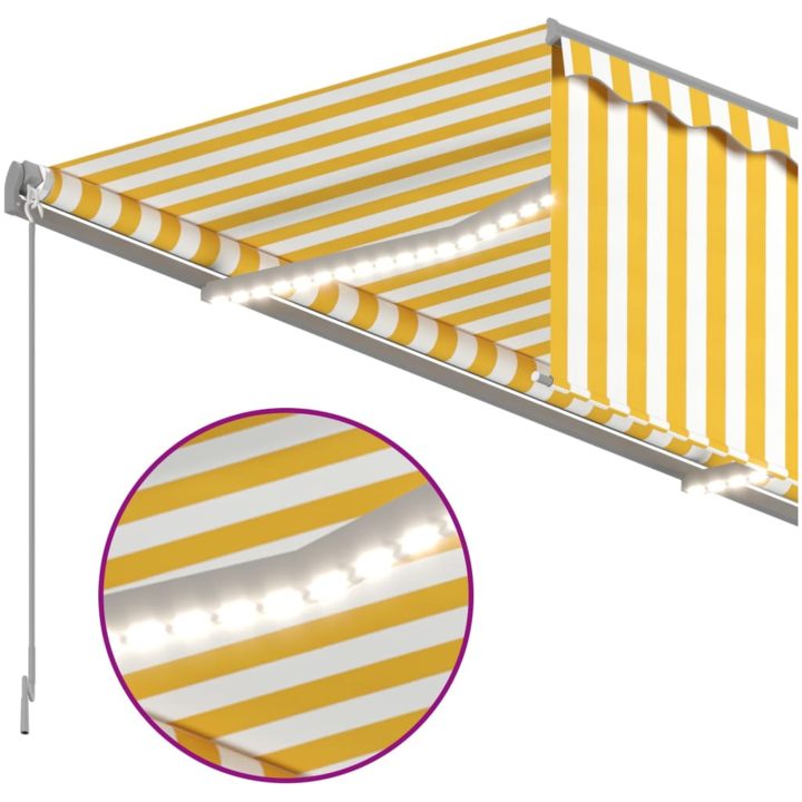 Manuell infällbar markis med rullgardin LED gul&vit vidaXL 3 x 2.5 m – bild 5