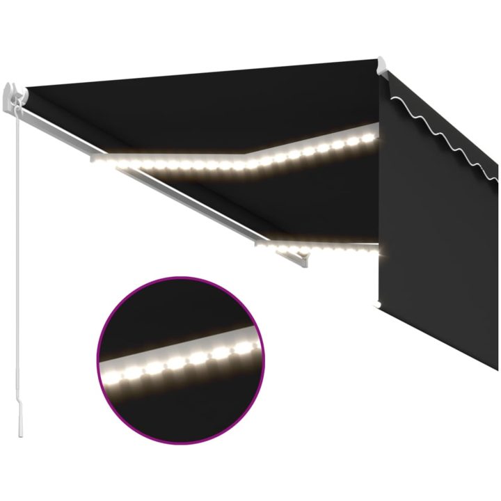 Manuell infällbar markis med rullgardin&LED antracit vidaXL 3.5 x 2.5 m – bild 5