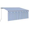 Manuell infällbar markis med rullgardin&LED blå&vit vidaXL 3.5 x 2.5 m – miniatyr 2