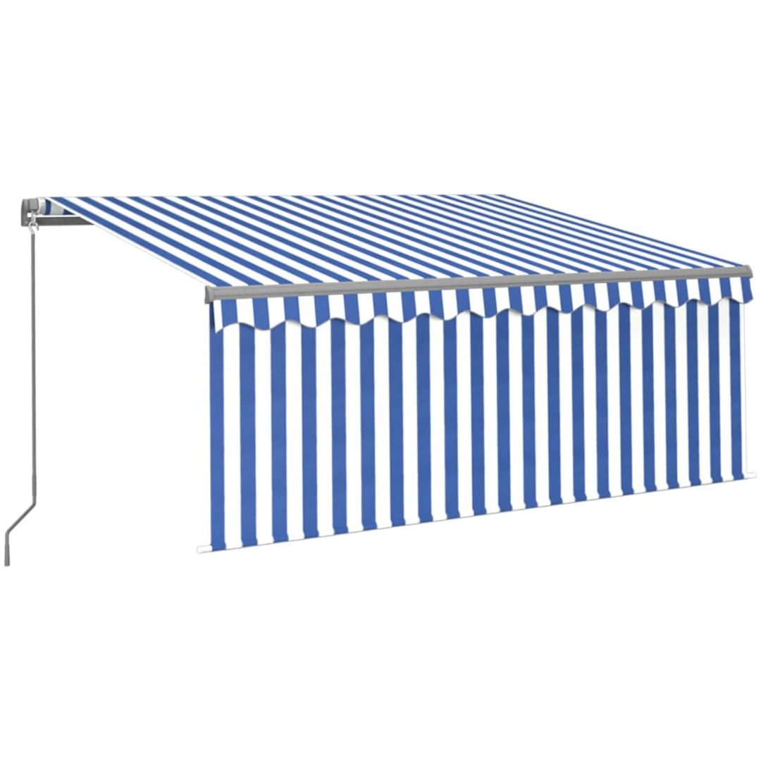 Manuell infällbar markis med rullgardin&LED blå&vit vidaXL 3.5 x 2.5 m – bild 2