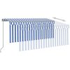 Manuell infällbar markis med rullgardin&LED blå&vit vidaXL 3.5 x 2.5 m – miniatyr 4