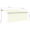 Manuell infällbar markis med rullgardin&LED gräddvit vidaXL 3.5 x 2.5 m – miniatyr 7
