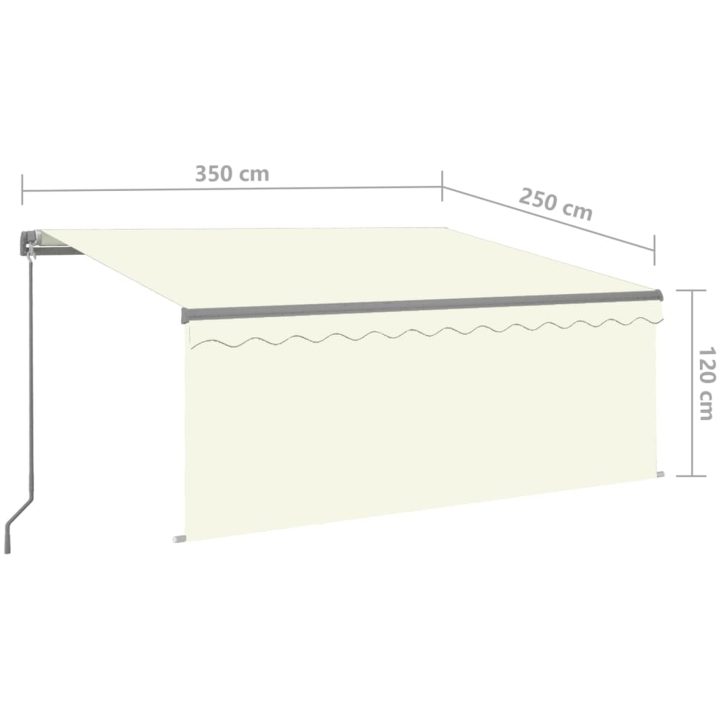 Manuell infällbar markis med rullgardin&LED gräddvit vidaXL 3.5 x 2.5 m – bild 7