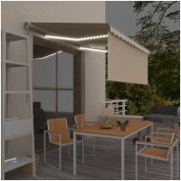 Manuell infällbar markis med rullgardin&LED gräddvit vidaXL