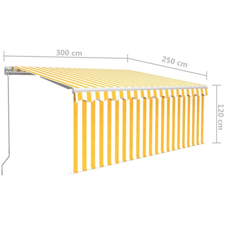 Manuell infällbar markis med rullgardin&LED gul och vit vidaXL 3 x 2.5 m – bild 7