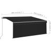 Manuell markis med rullgardin cm antracit vidaXL 3 x 2.5 m – miniatyr 7
