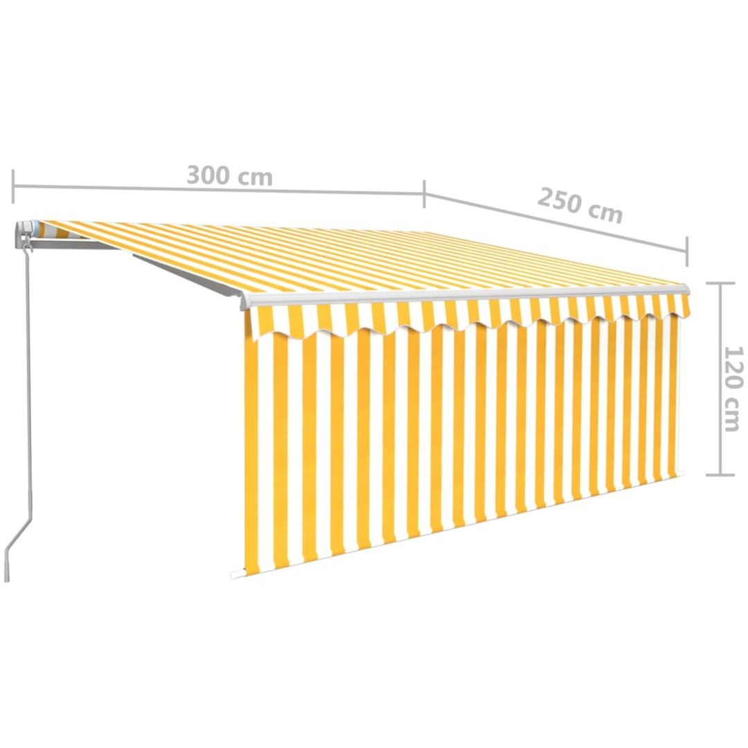 Manuell markis med rullgardin gul och vit vidaXL 3 x 2.5 m – bild 7