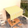 Manuell markis med rullgardin gul och vit vidaXL 3 x 2.5 m – miniatyr 1