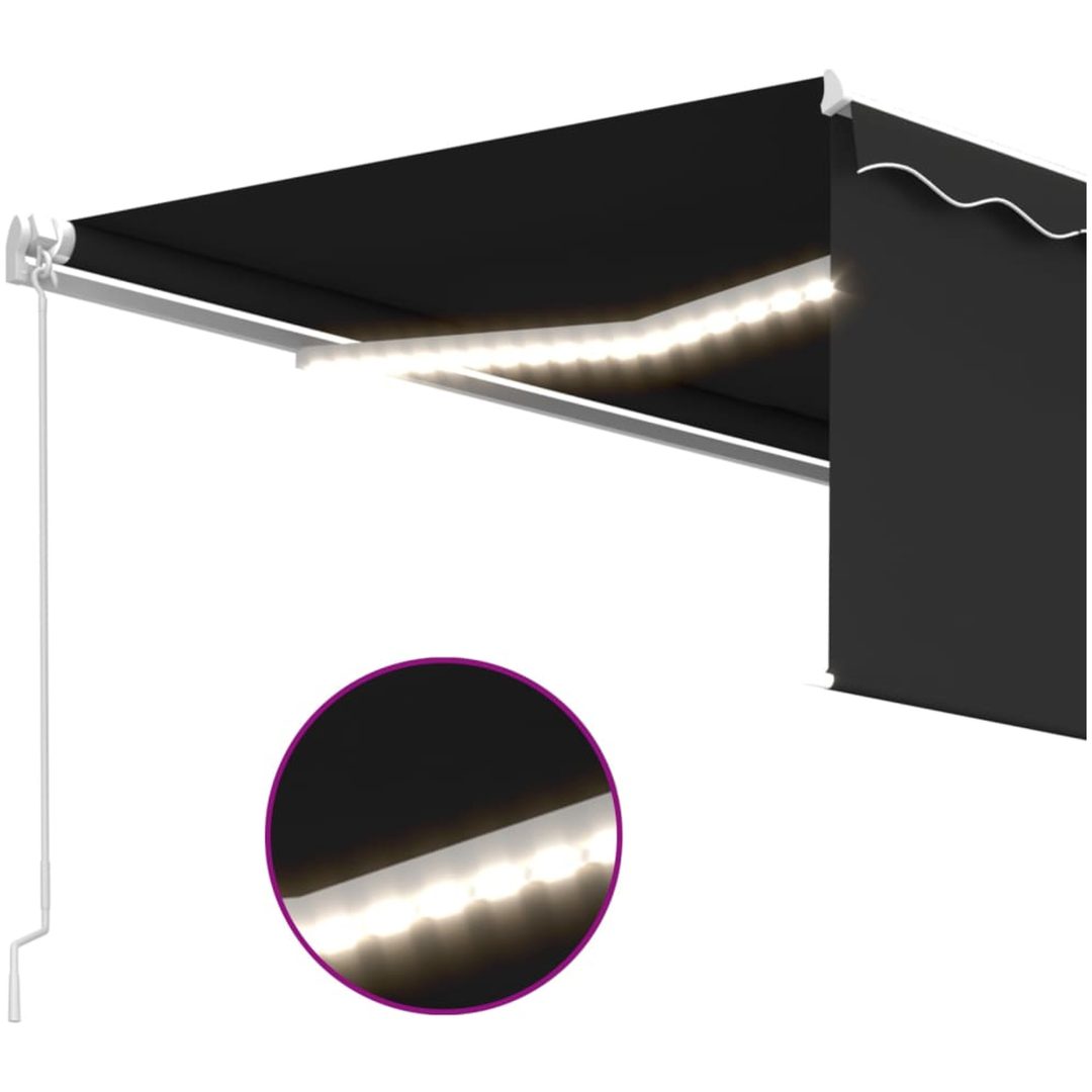Manuell markis med rullgardin & LED antracit vidaXL 4 x 3 m – bild 5