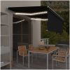 Manuell markis med rullgardin & LED antracit vidaXL 4 x 3 m – miniatyr 1