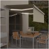 Manuell markis med rullgardin & LED gräddvit vidaXL 4 x 3 m – miniatyr 1