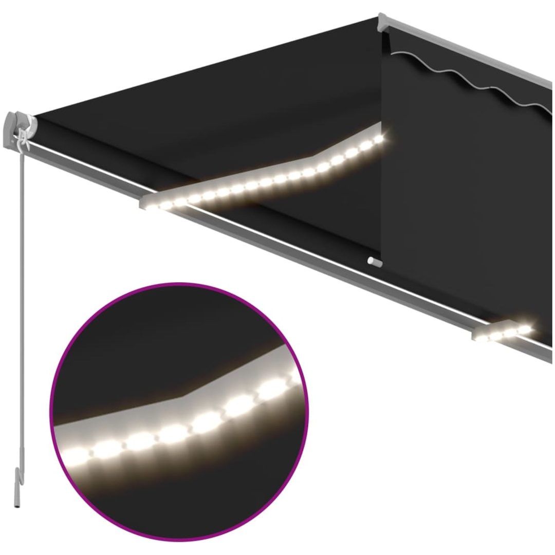 Manuell markis med rullgardin och LED antracit vidaXL 4.5 x 3 m – bild 5