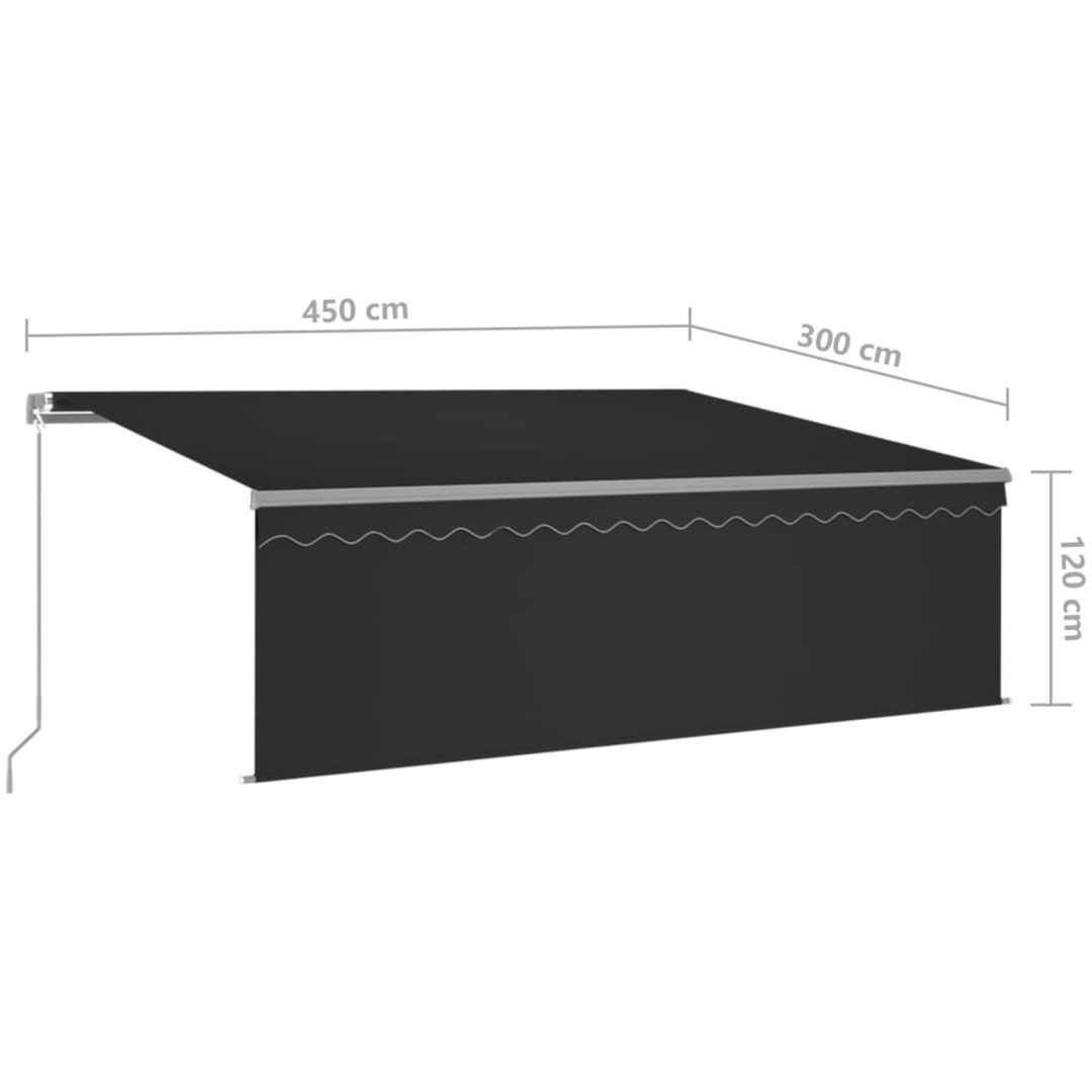 Manuell markis med rullgardin och LED antracit vidaXL 4.5 x 3 m – bild 7
