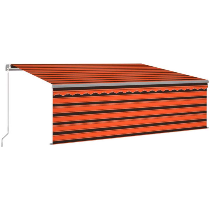 Manuell markis med rullgardin och LED orange/brun vidaXL 4.5 x 3 m – bild 2