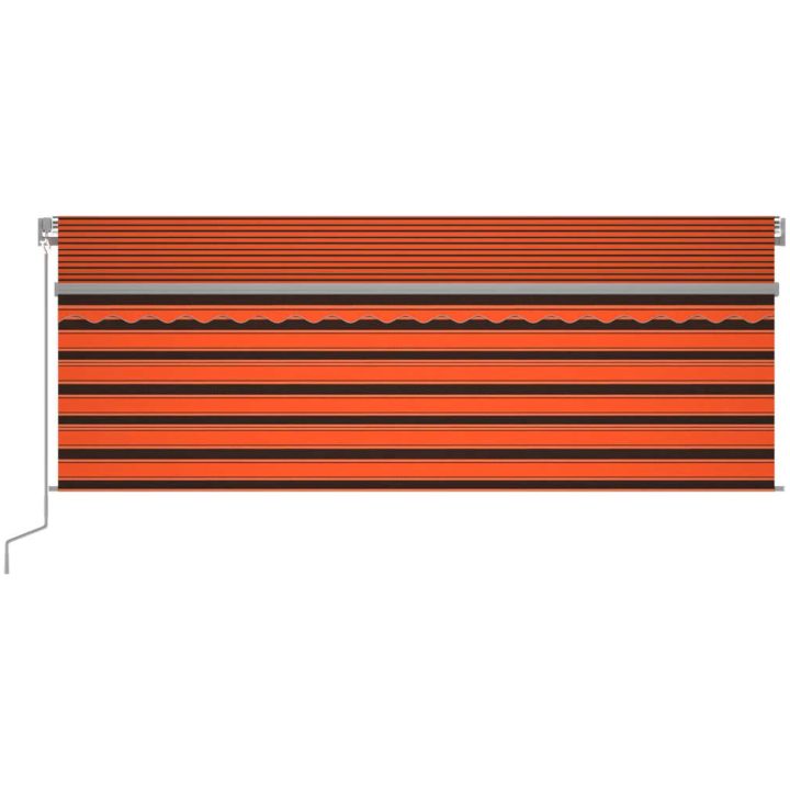 Manuell markis med rullgardin och LED orange/brun vidaXL 4.5 x 3 m – bild 3