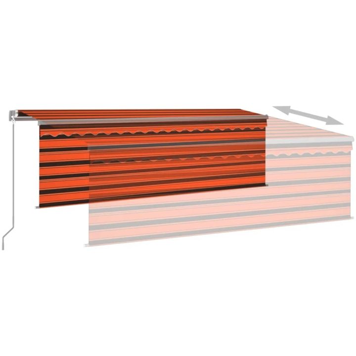 Manuell markis med rullgardin och LED orange/brun vidaXL 4.5 x 3 m – bild 4