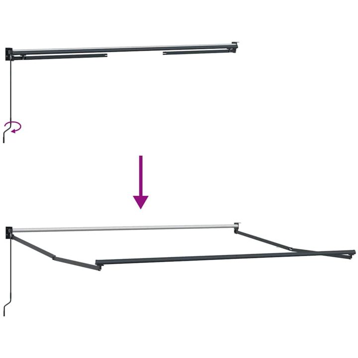 Manuell retraktabel markis Röd och vitrandig 300x250 cm vidaXL Large – bild 9