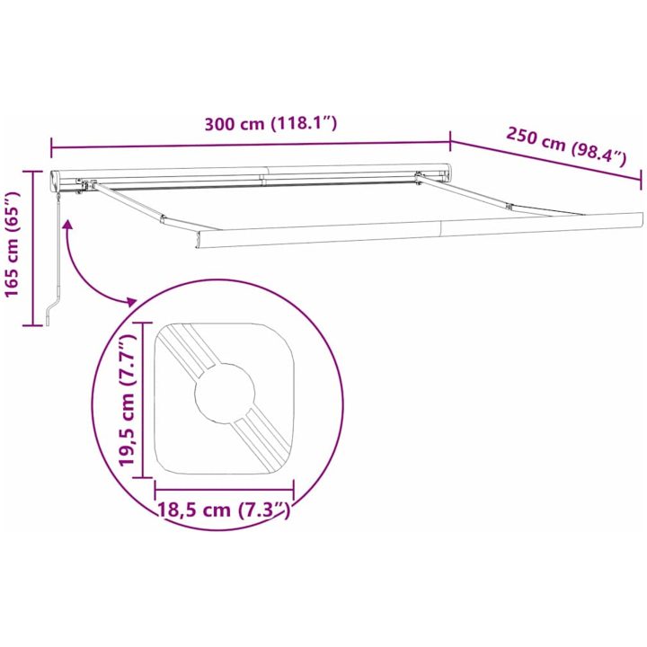 Manuell Utdragbar Markis Ljusgrå, Markis Ersättningstyg för ram Ljusgrå vidaXL 300 x 250 cm – bild 12